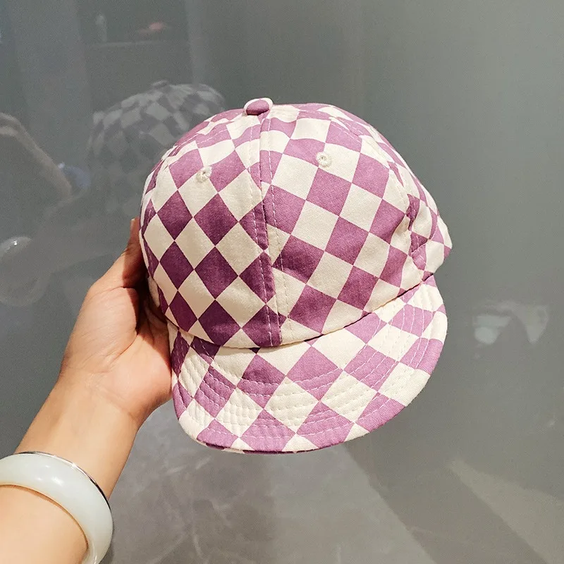 baby kids New spring and summer colourful Checkerboard patchwork baseball cap for baby