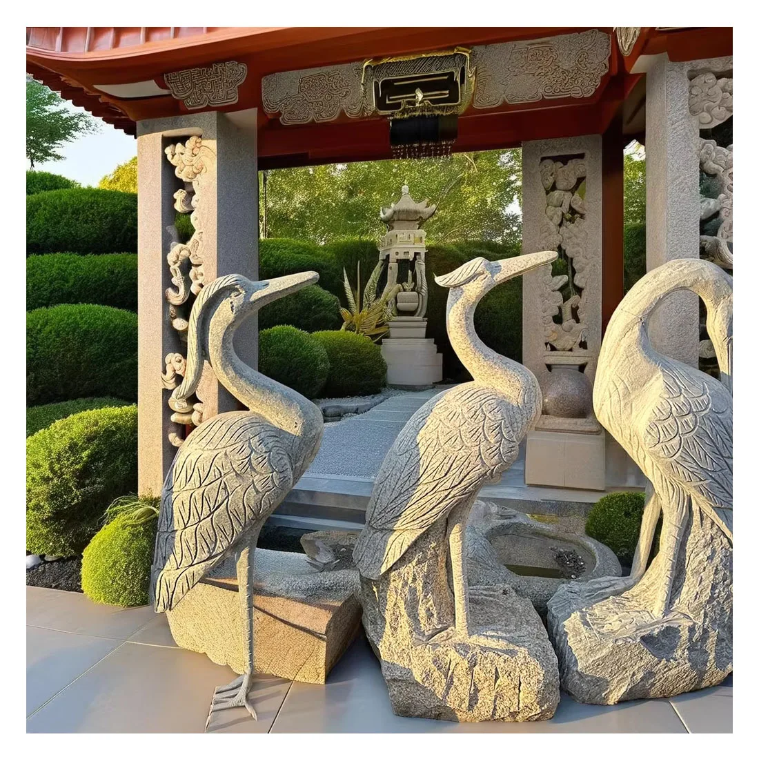 Высокое качество мраморный кран каменная статуя современный дизайн уличное садовое украшение пользовательский размер скульптура животных в западном стиле