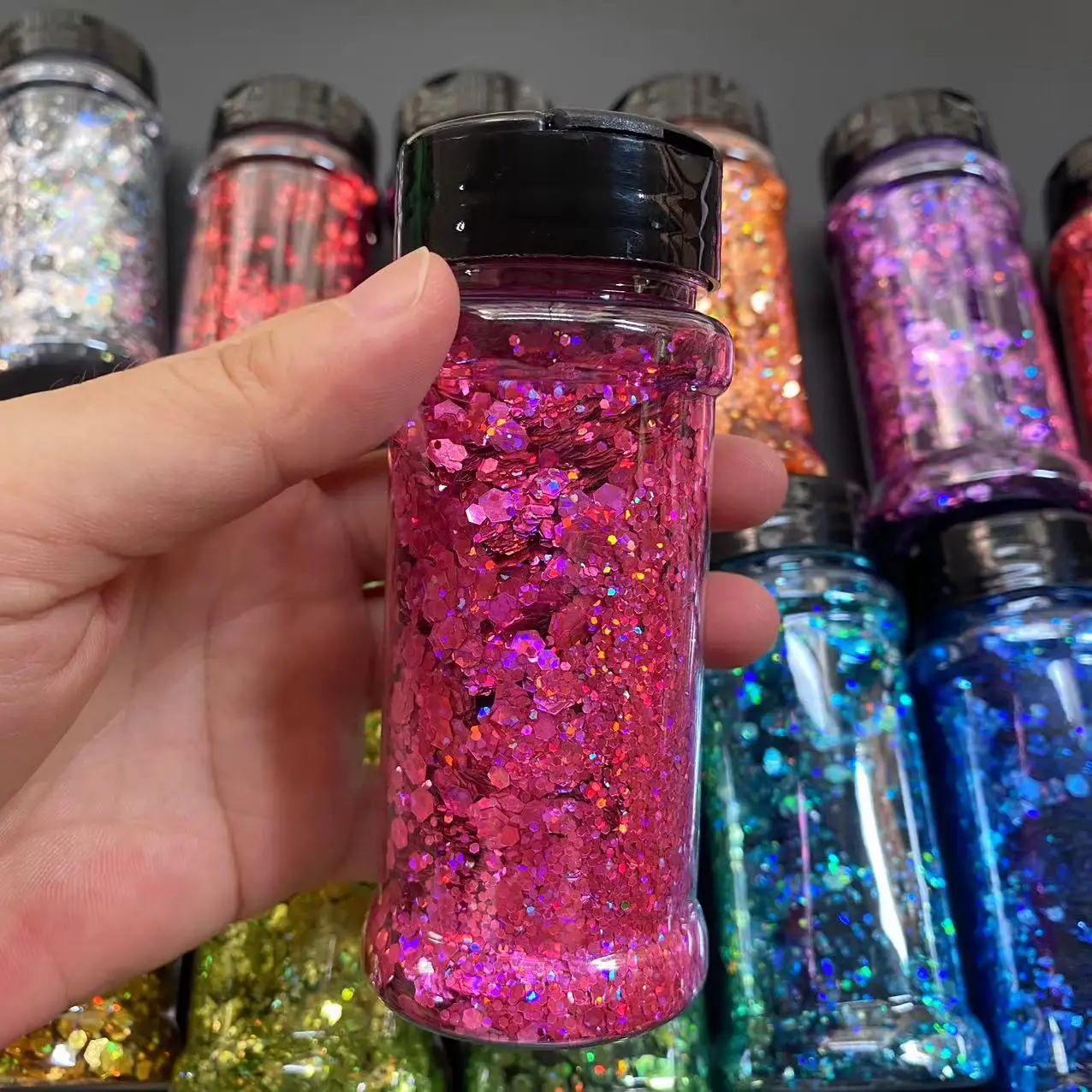 Bulk Sparkly Shiny Mixed Glitter 2Oz Shaker Bottle Chunky Nail Chunky Glitter Bulk