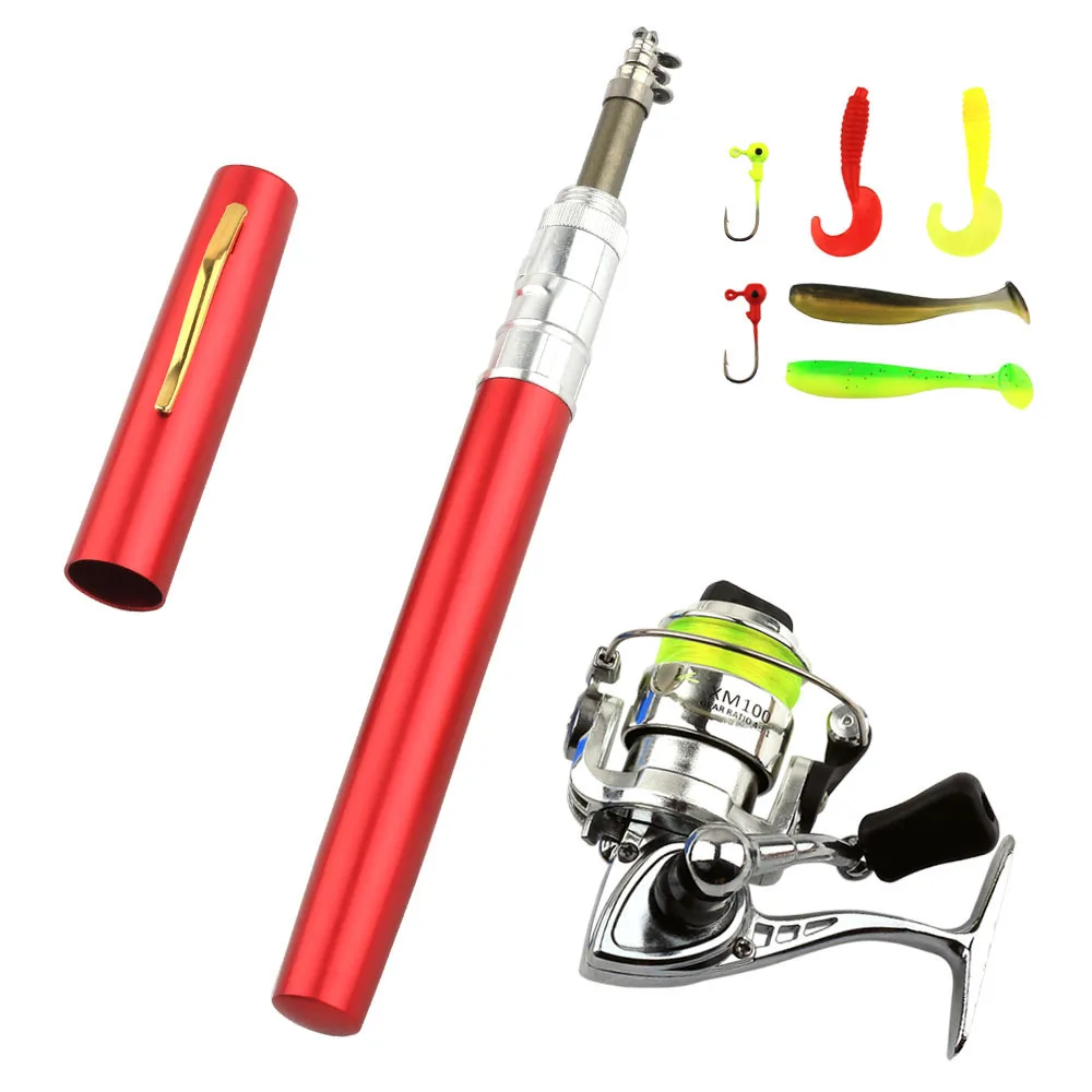 Pen spinning fishing reels metal rod kit made for japan pesca Fishing rod set with lure&hook