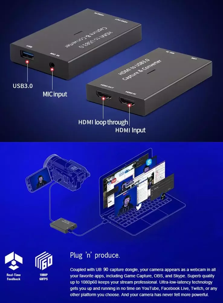 saikang HD 4K Hdmi video capture card To USB 3.0 Video Capture for PS4 Xbox Live Streaming
