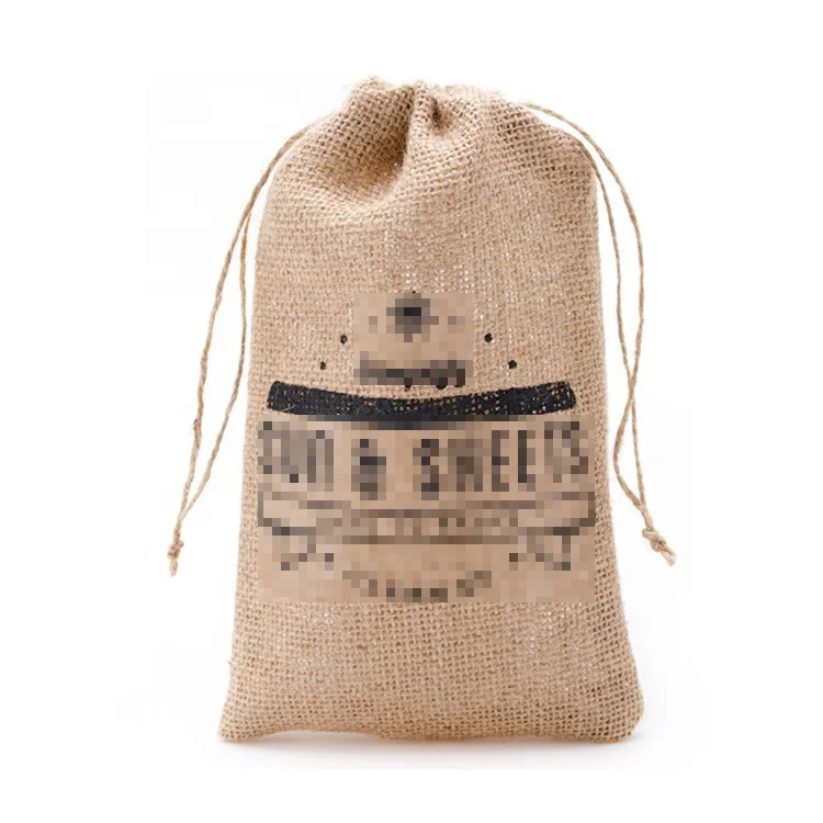 KAIFEI factory wholesale 13x16cm hemp shopping bags nature jute pouch drawstring rice bag