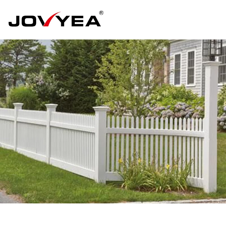 High Quality Road Pvc Picket Fence White Pressed Spear Top Tubular Steel Plastic Vinyl Garden Picket Fence