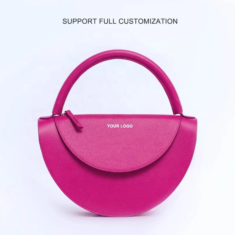 OEM Custom Handbag Logo Private Label Luxury Real Leather Ladies Fashion Half Moon Purses and Handbags Women Shoulder Bags