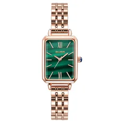 Green Square Women Watches Steel Band Fashion Casual Quartz Ladies Watch Rose Gold Female Women Waterproof Watch