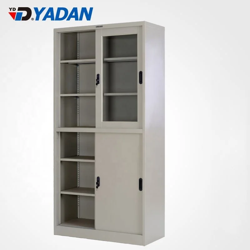 school use laboratory steel storage glass door with drawer and adjustable shelves locker cabinet