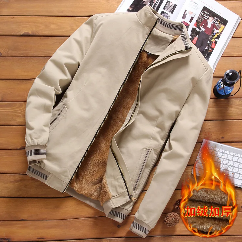 Autumn Mens Bomber Jackets Casual Male Outwear Fleece Thick Warm Windbreaker Jacket Mens Baseball Coats Clothing