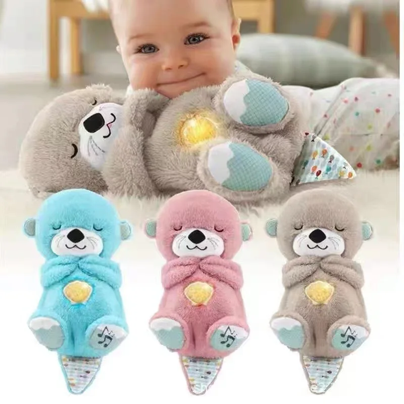 Best Breathing Bear Snoring Otter Plush Toy Baby Music Early Education Soothing Sleeping Doll Good Night Sea Otter Plush Toys