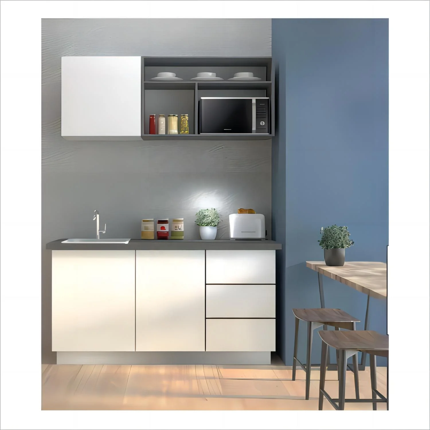 Melamine Kitchen Cabinets All In One Mini Kitchen For Apartments And Hotel small pvc smart kitchen cabinet