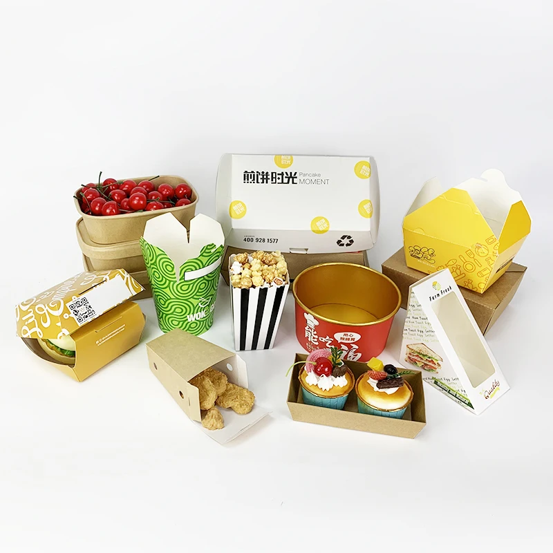 Wholesale Disposable Snacks Salads Fried Chicken Containers 13oz 23oz 32oz Kraft Paper Food Boat Tray