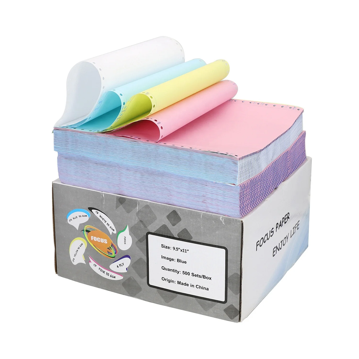 Bue Image NCR Paper for Laser Printers White Pink Yellow Blue Green 43*61cm Carbonless Paper