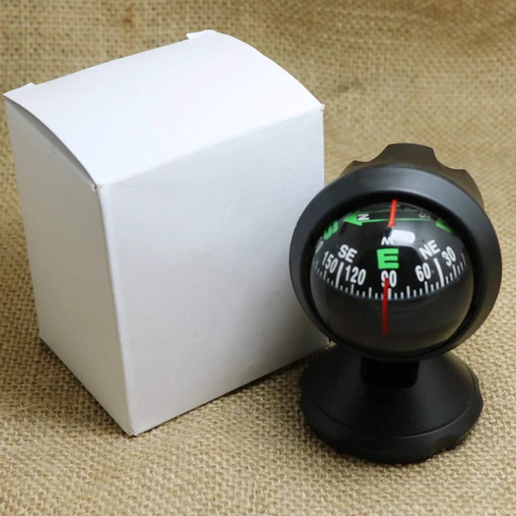 High Quality 1Pc 360 Degree Rotation Waterproof Vehicle Navigation Ball Shaped Car Compass with Suction Cup