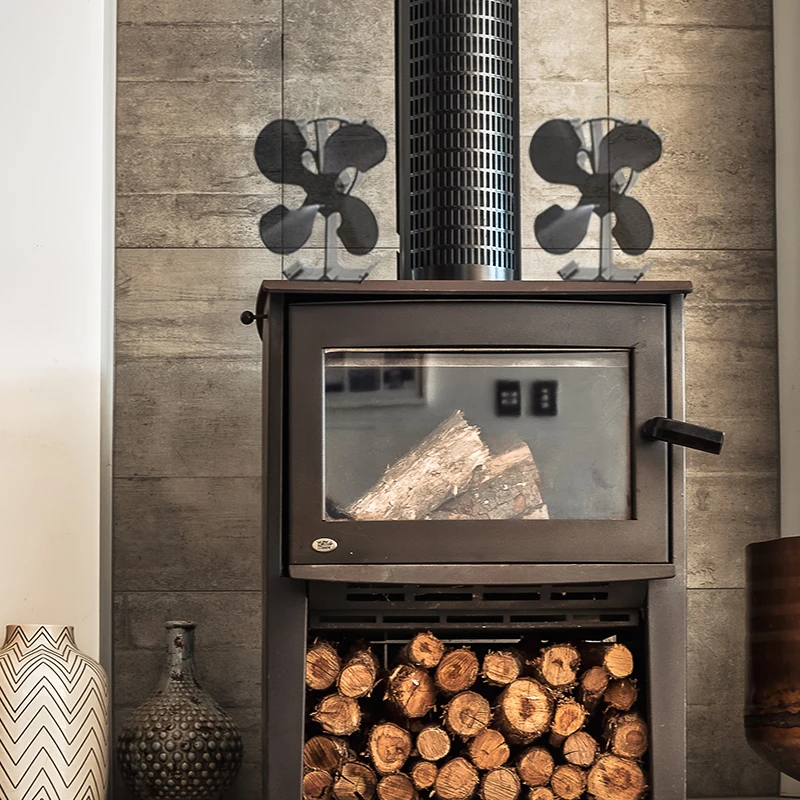 VODA Fan For Fireplace Wood Burning Stove Fan Heat Energy No Battery 4 Blades Stove Fan