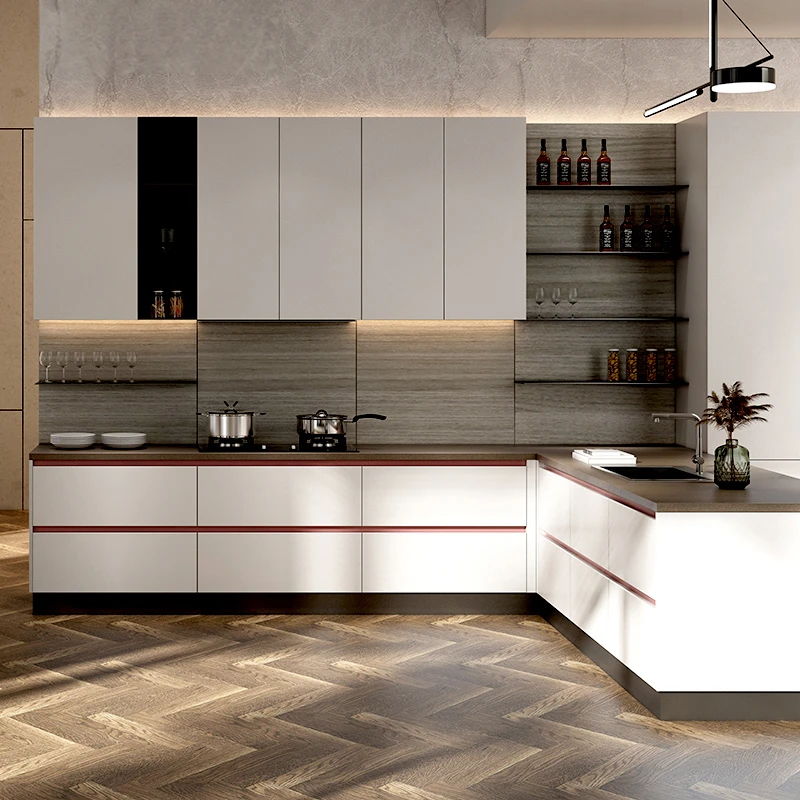 Household Simple Custom Overall Kitchen Quartz Stone Kitchen Cabinets And Stove One Custom