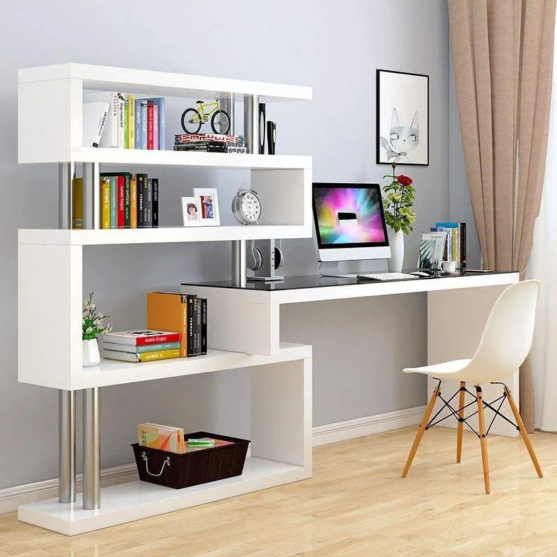 Modern Folding Down Wall Mounting Computer Table Small Mounted Floating Corner Folding Computer Desk With Bookshelf