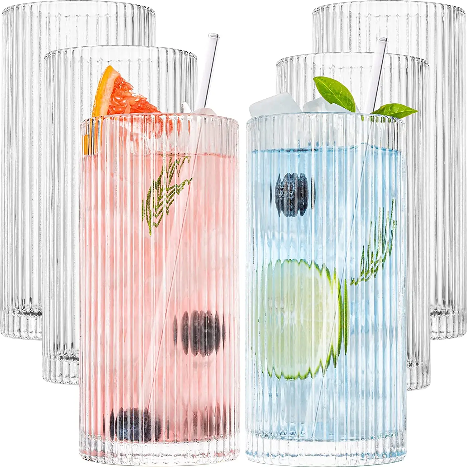 High quality business Reusable juice Glass Cup Christmas Gift Boxes For frinking Glasses Ribbed Glass