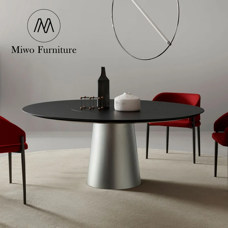 Modern style Dining room Solid wooden marble dining table Round log panel kitchen table Nordic dining table with chairs set