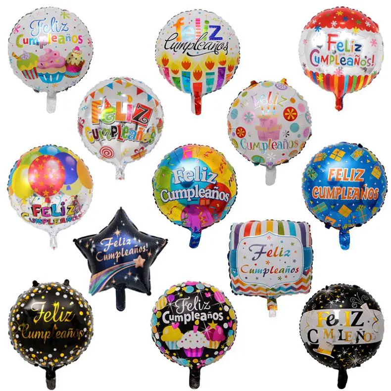 18 inch Spanish Happy Birthday Foil Balloons Party Decoration Aluminum Foil Balloon