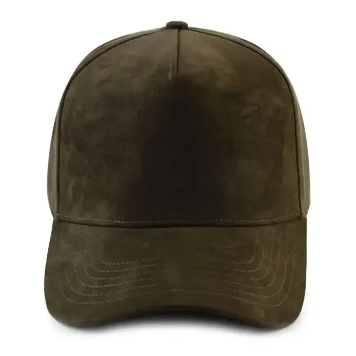 Custom Suede Peak 5 Panel Plain Black Structured Baseball Cap