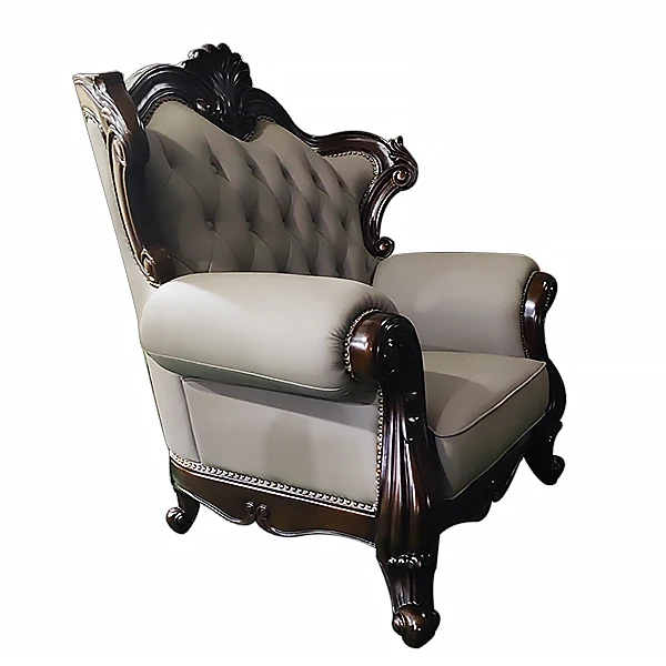 French luxury carved wooden frame 1 2 3 seater couch furniturse European classic leather upholstered living room sectional sofa