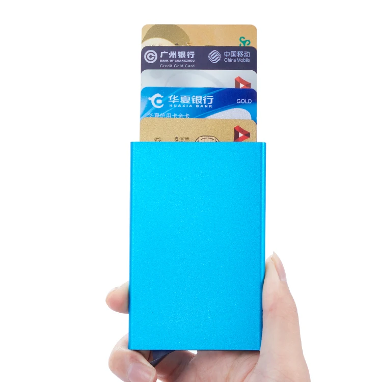 Fashionable Aluminum RFID Blocking Credit Card POP UP Card Holder