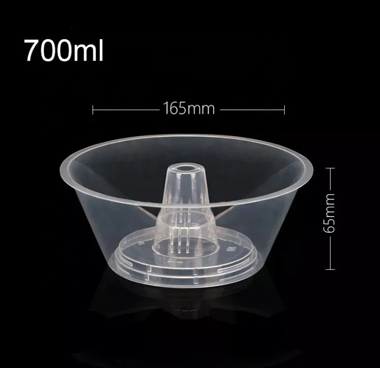 Hot Sale Customized 1000 700ml  Snacks Bowl PP Milk Tea Cup Fruits Dessert Tray Takeout 2 In 1 Plastic Cup