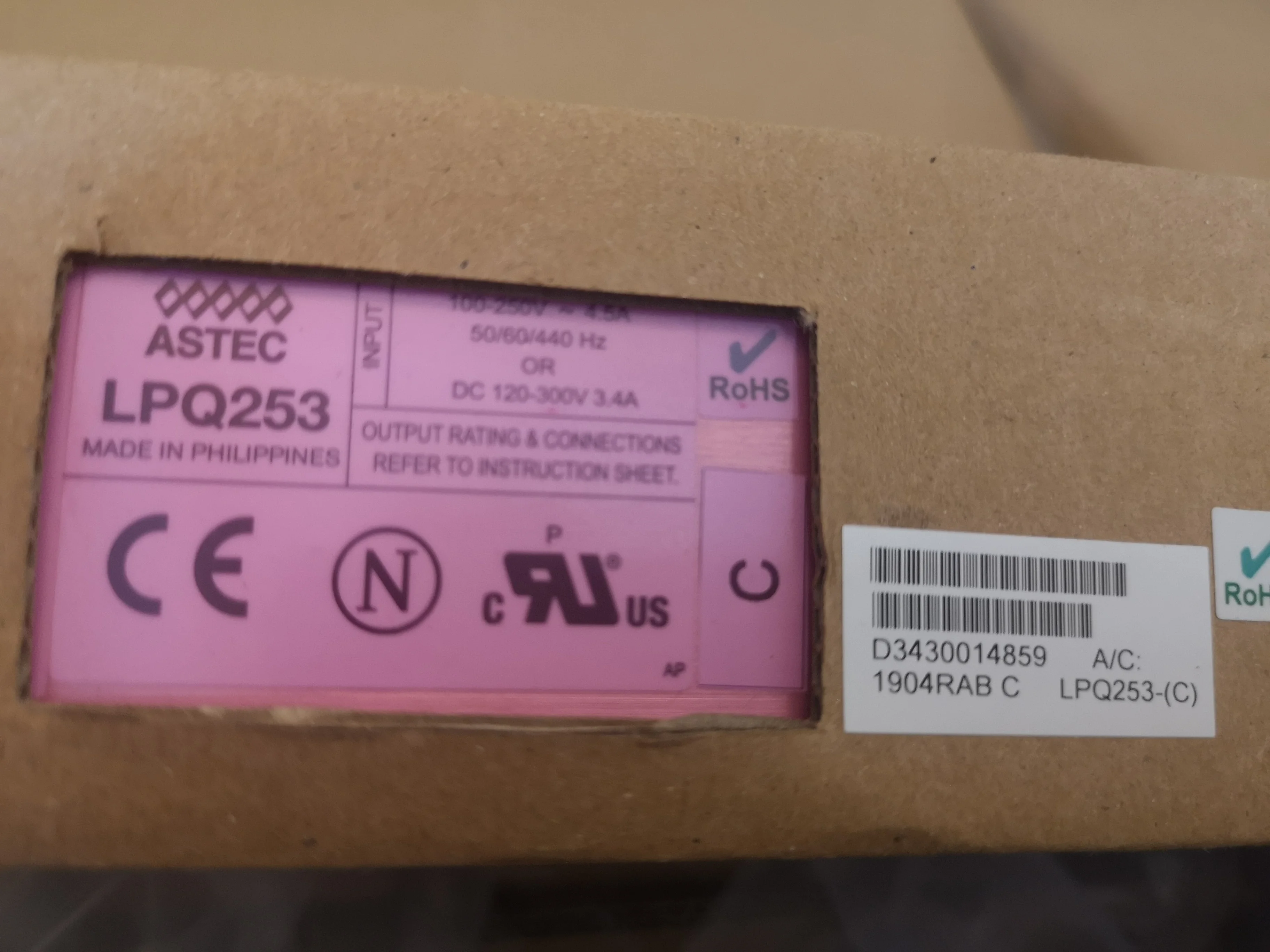 Artesyn Astec AC/DC промышленный корпус 250 Вт LPQ253 импульсный источник
