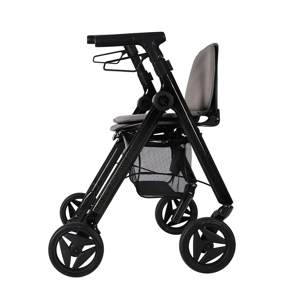 Professional New Older carbon fiber Walking Folding Walker adult walker With Soft Seat