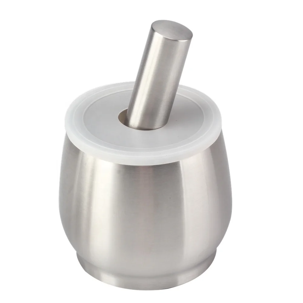 Pill Crusher, Stainless Steel Mortar and Pestle with Anti Slip Base  for Grinding Herbs Spices