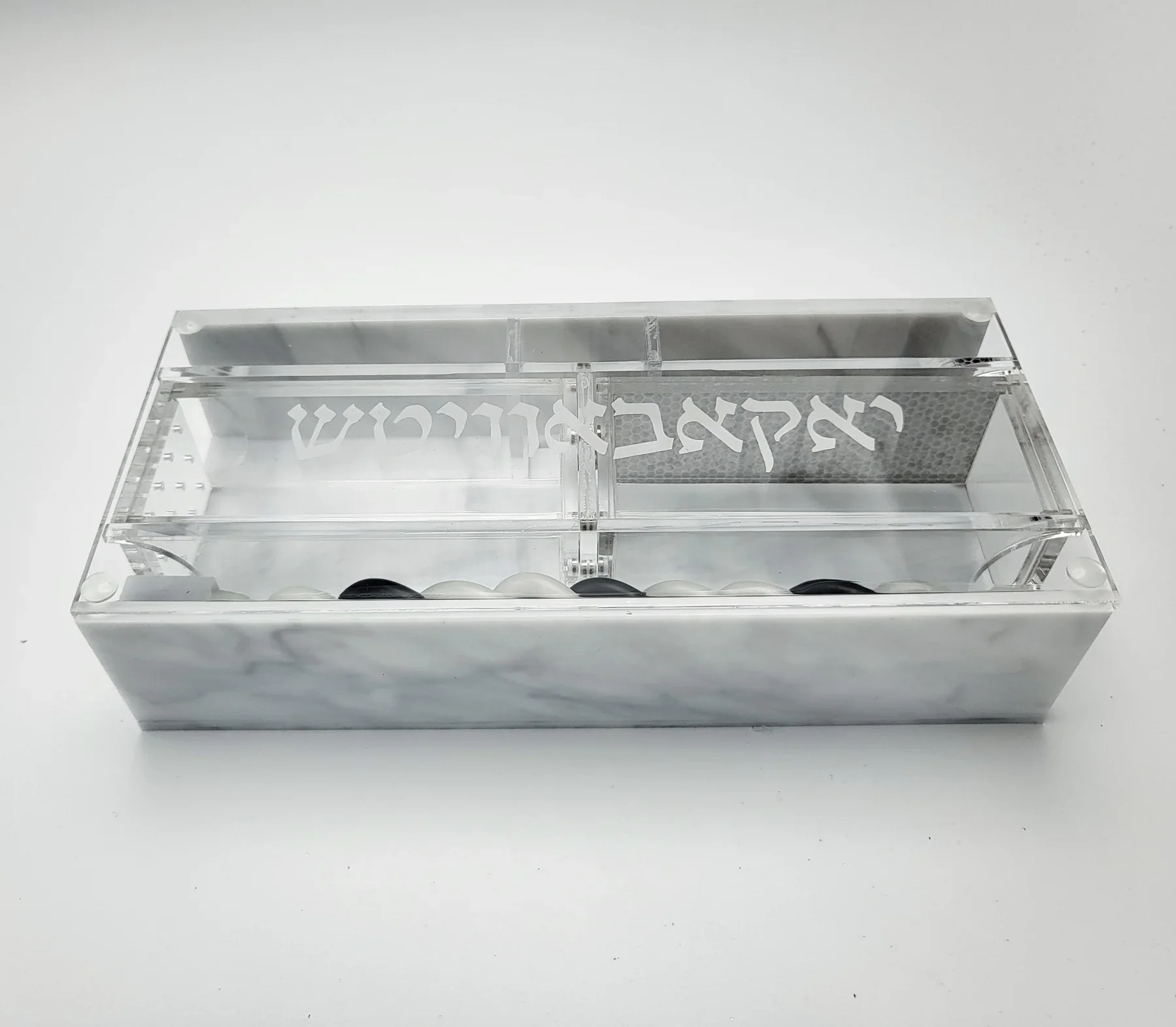 Lucite Asher Yatzar Script Letters Gold