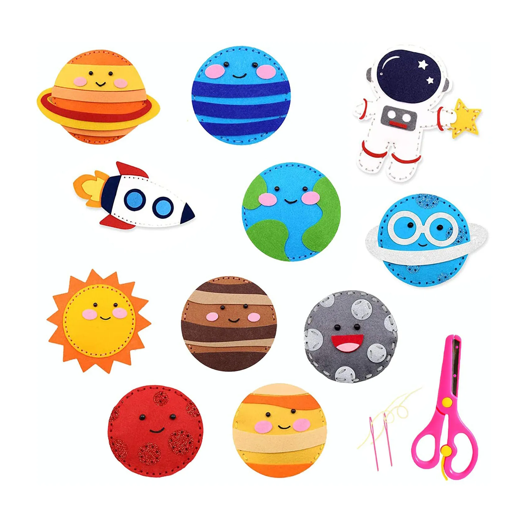 Good price wholesale custom portable starter halloween handcraft solar system felt diy craft outer space sewing toy kits