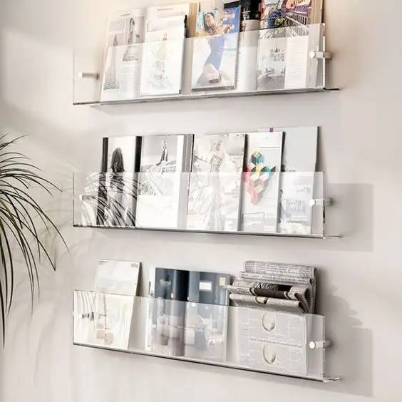 Acrylic Wall Mounted Display Storage Rack Acrylic Wall Book Shelf
