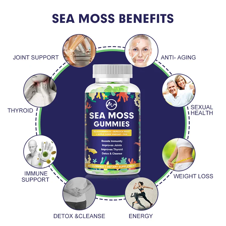 OEM/ODM 30 шт. органический ирландский Bladderwrack корень лопасти и натуральный фруктовый пектин с частной этикеткой морской мох веганские жевательные