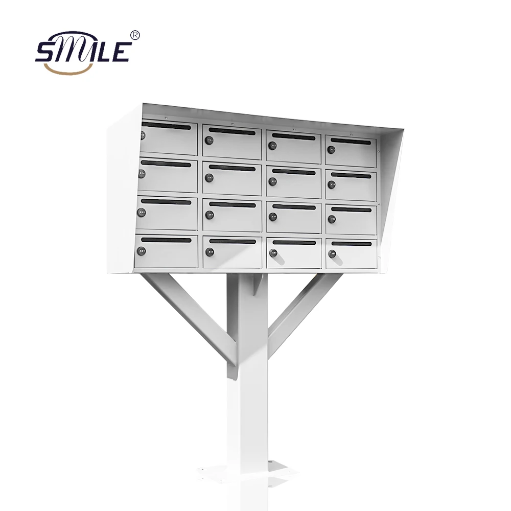 SMILE Custom Made Free Standing Stainless Steel Apartment Building American postbox Parcel Delivery Box USA outdoor Mailbox