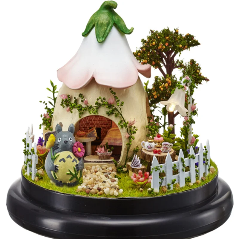 Miniature DIY Dollhouse Rotate Music Box Happy ferris wheel DIY Dollhouse Doll House Casa Toys With Furnitures Doll Houses