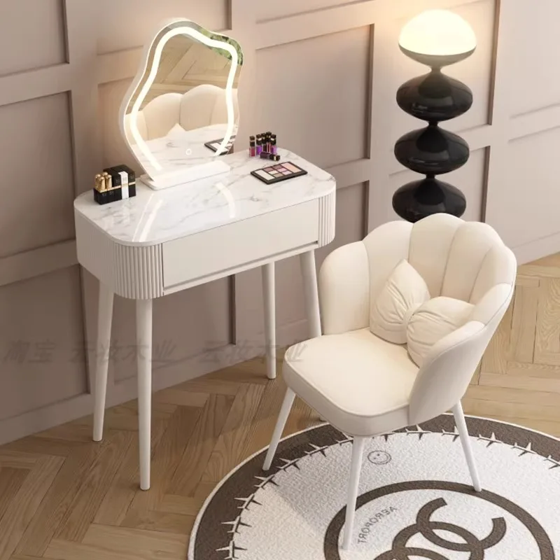 Luxury Cream Wood Dressing Table with LED Simple Modern Design Small Bedroom Apartment Hotel Makeup Application Living Room Use