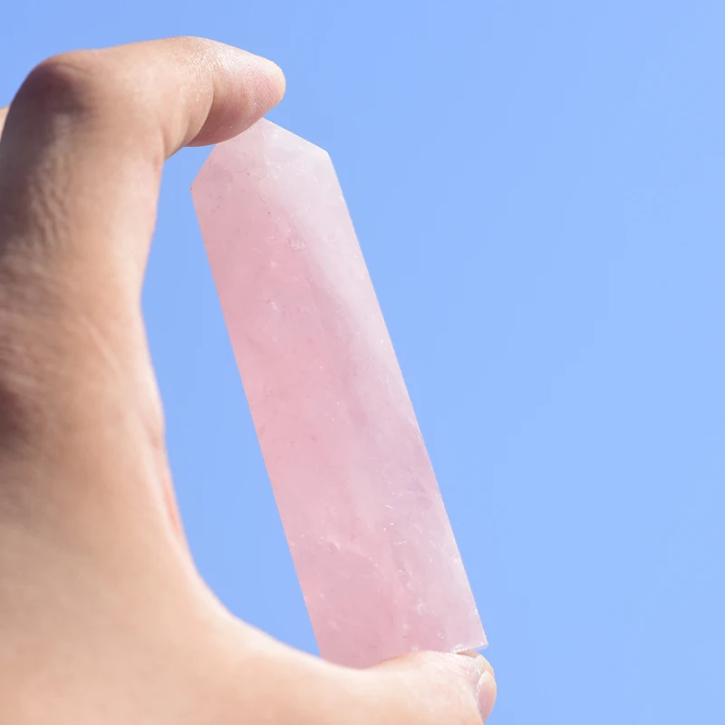 Natural Rose Pink Quartz Reiki Gemstone Healing Points Rose Crystal Wands