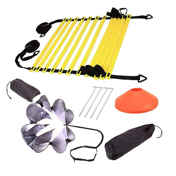 
Fitness Soccer Football Speed Ladder Sports Speed Training Equipment Agility Ladders Set with 6 Cones Resistance Parachutes 