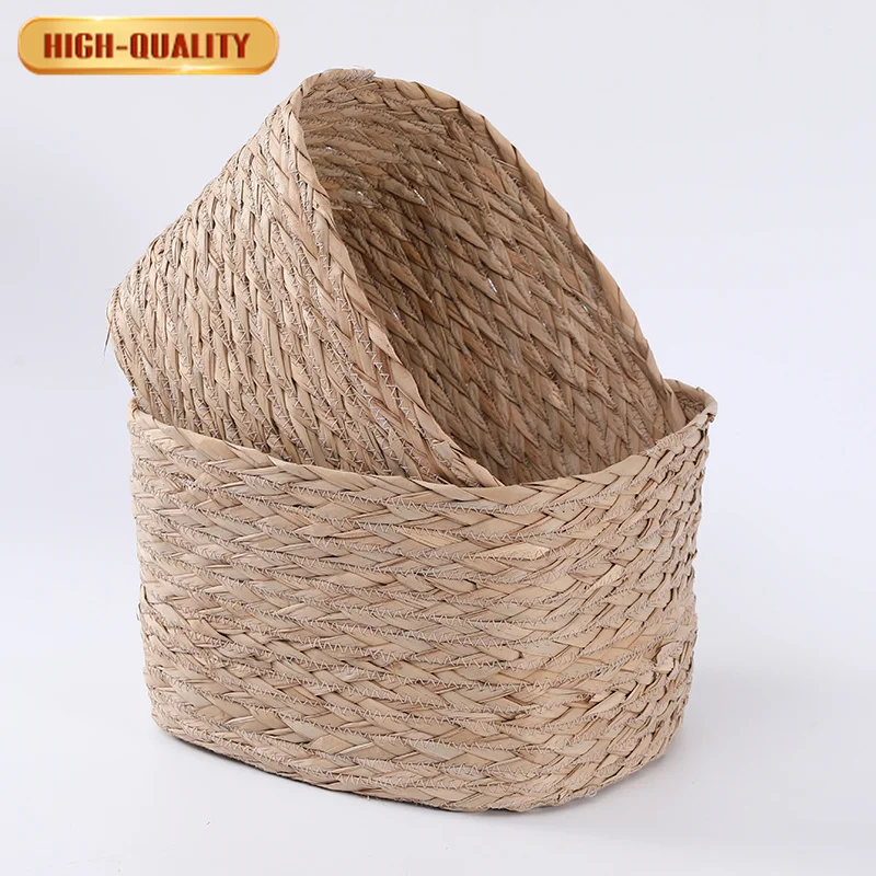 Professional Factory Custom Woven Baby Changing Hand Made Natural Seagrass Market Basket