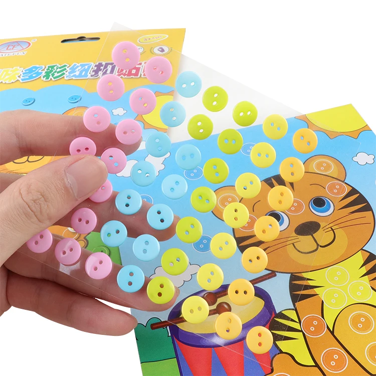 Kids DIY Button Stickers Drawing Toys Funny Game Handmade School Art Class Painting Craft Kit