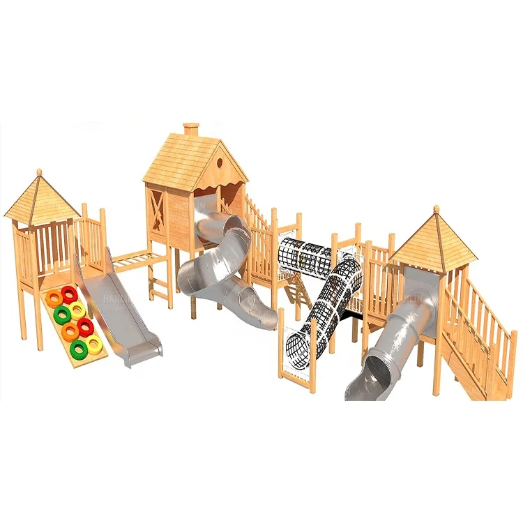 Customized Kids Wooden Outdoor Playground Kids Outdoor Playground Wood Outdoor Wood Playground For Children