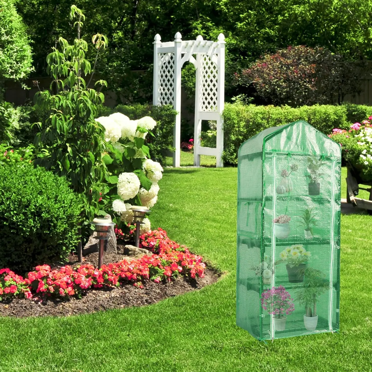 Mini 4-Tier Greenhouse, Indoor and Outdoor Reusable Portable Warm House with Green PVC Cover  29.5W x 19.7D x 62.2H All Season