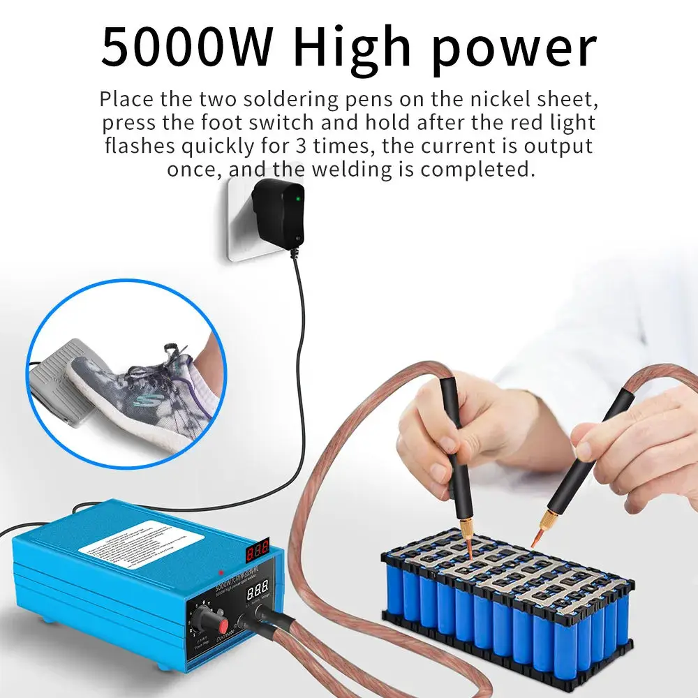 High Power 5000W Spot Welder Battery Spot Welder For 18650 Li ion Battery 18650 Battery Pack Welding Tools
