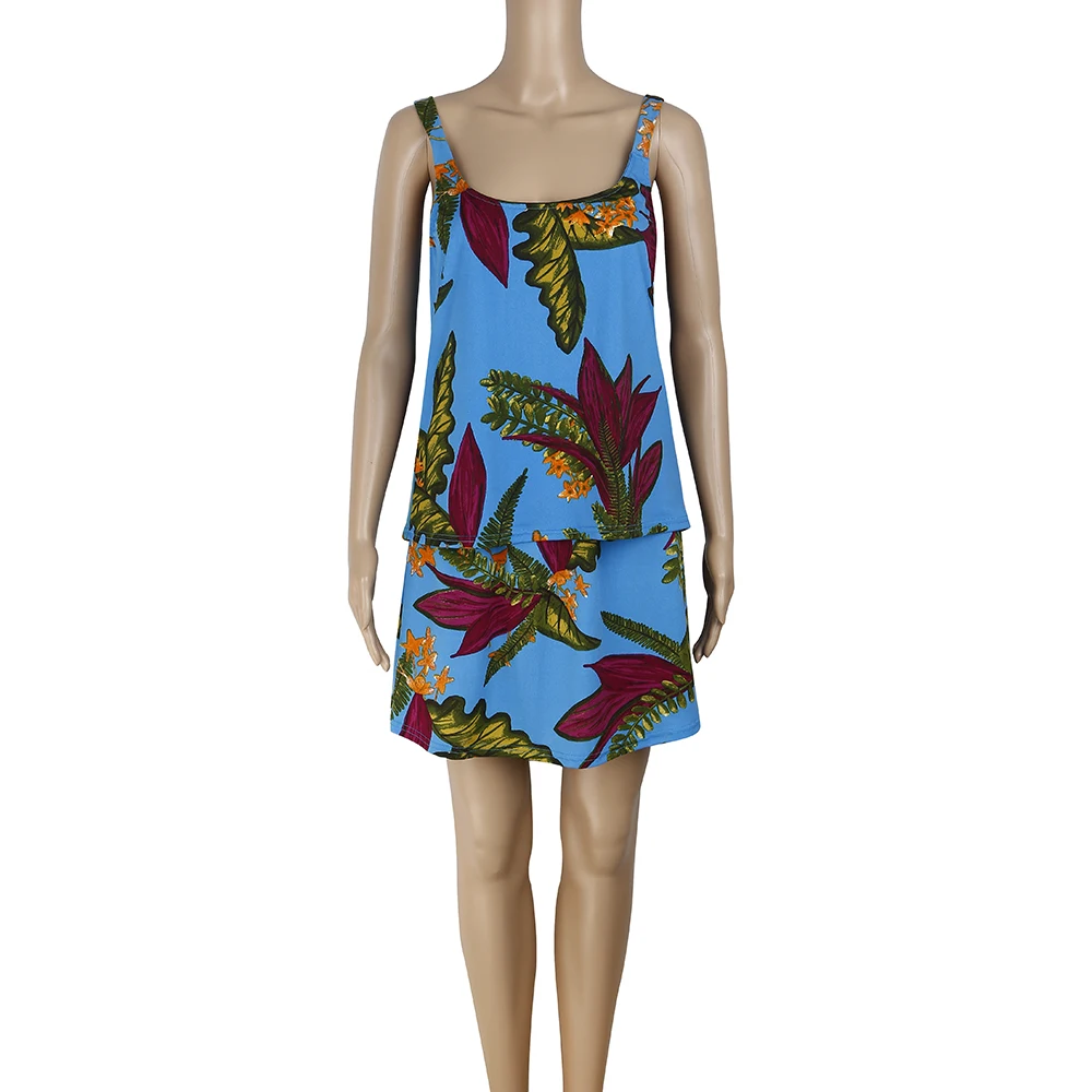 Женское летнее платье-мини без рукавов, с цветочным принтом