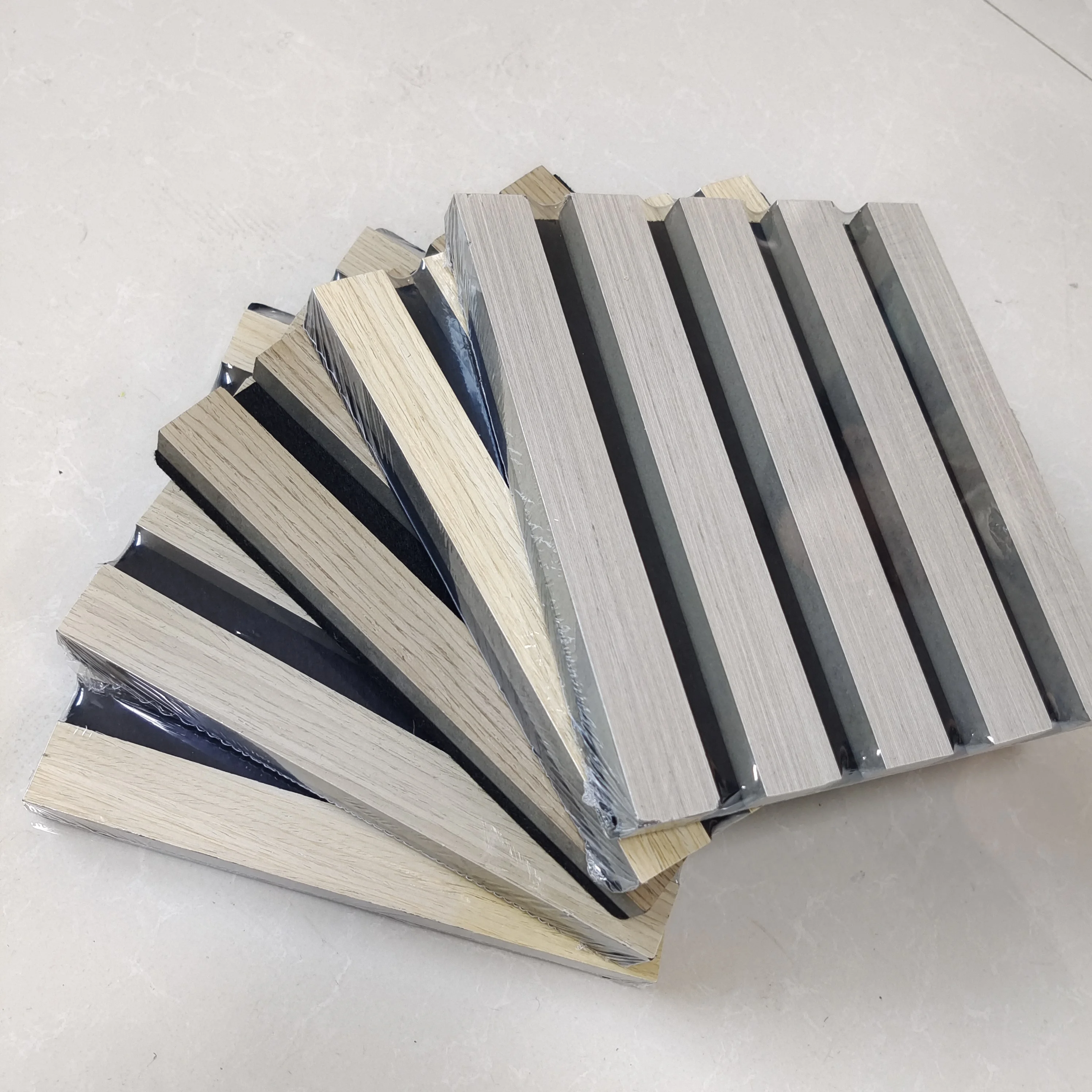 Sound Absorption Decorative Board Pet And Slatted Veneer Wood Acoustic Panel For Interor Wall And Ceiling