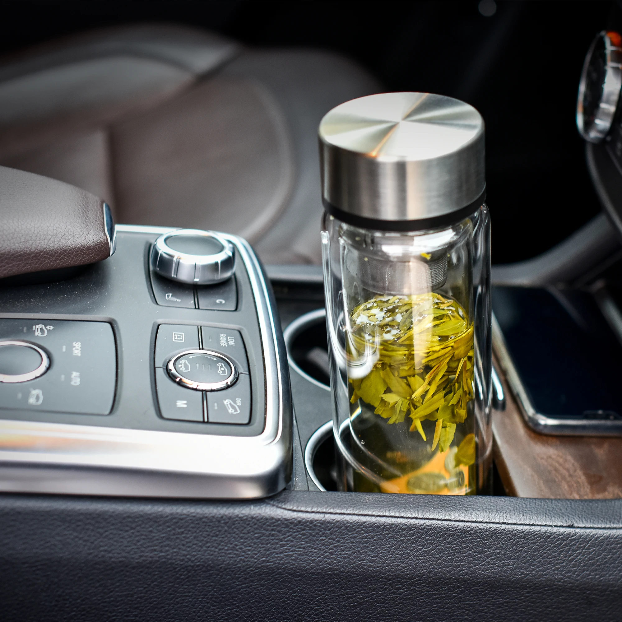 No Leaking Eco-friendly Double Wall High Borosilicate Glass Water Bottle with Tea Filter