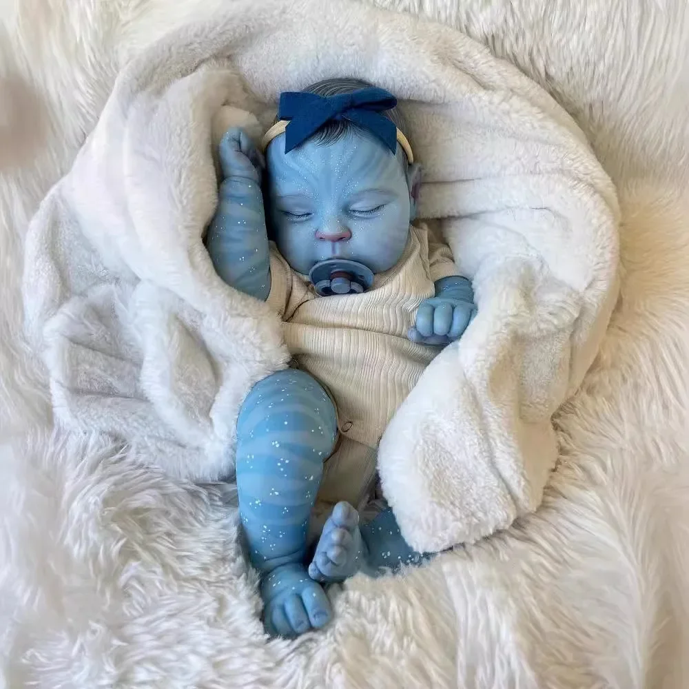 NPK peaches Avatar-19inch Cloth Newborn Baby Doll Ward Reborn Baby Size Real Picture Handmade 3D Skin Rooted Hair Visible Veins