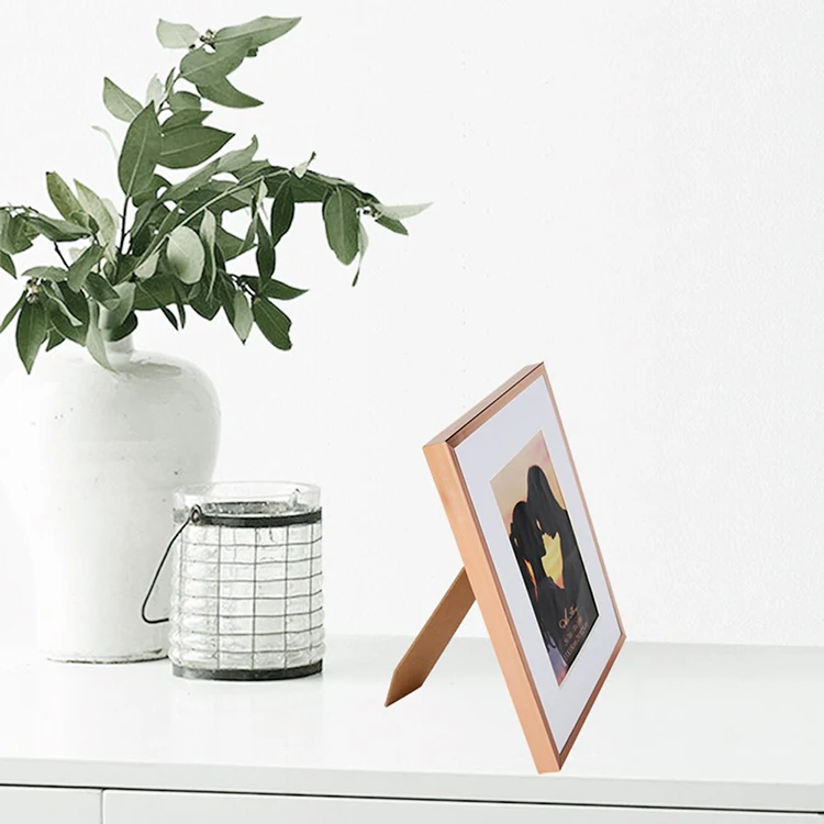 Metal Wall Simple Pink Picture Photo Frame With Mat Table Home Decoration