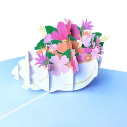 Romantic conch handmade Greeting Cards Flower hot sale pop up valentine 3D cards
