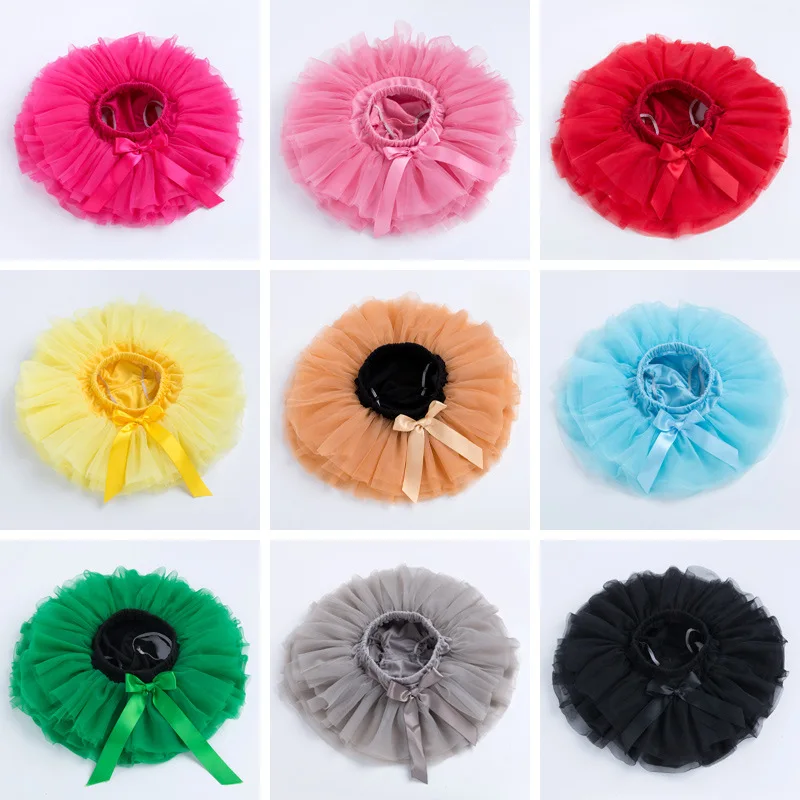 Korean Tutu Skirts For Girls Flower Princess Ruffle Girl Skirts Wedding Kids White Newborn Tulle Colorful Baby Girls Tutu Skirts